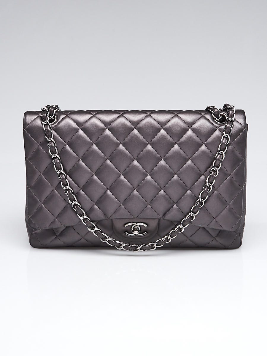Chanel Dark Grey Quilted Lambskin Leather Classic Maxi Single Flap Bag -  Yoogi's Closet