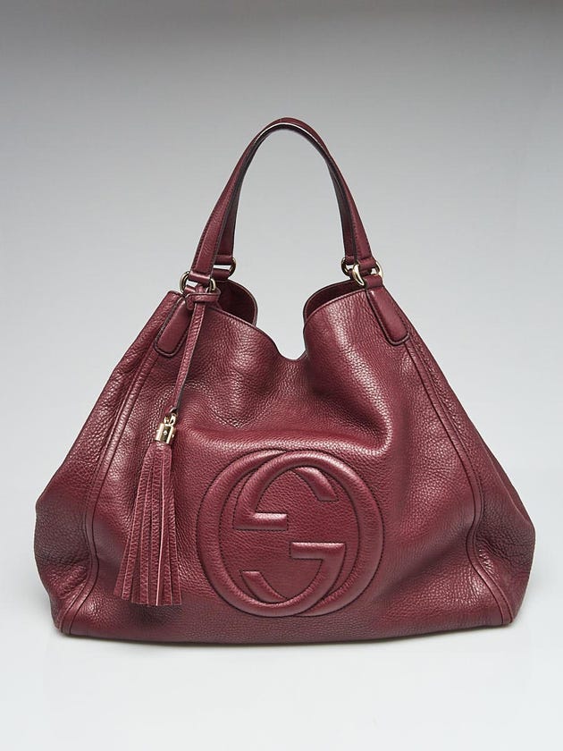 Gucci Bordeaux Pebbled Leather Large Soho Tote Bag