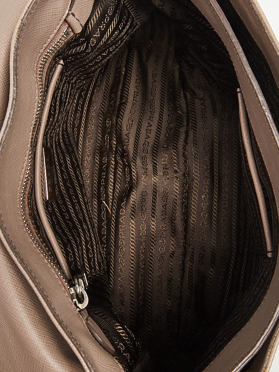 Prada Grey Saffiano Cuir Leather Envelope Flap Shoulder Bag