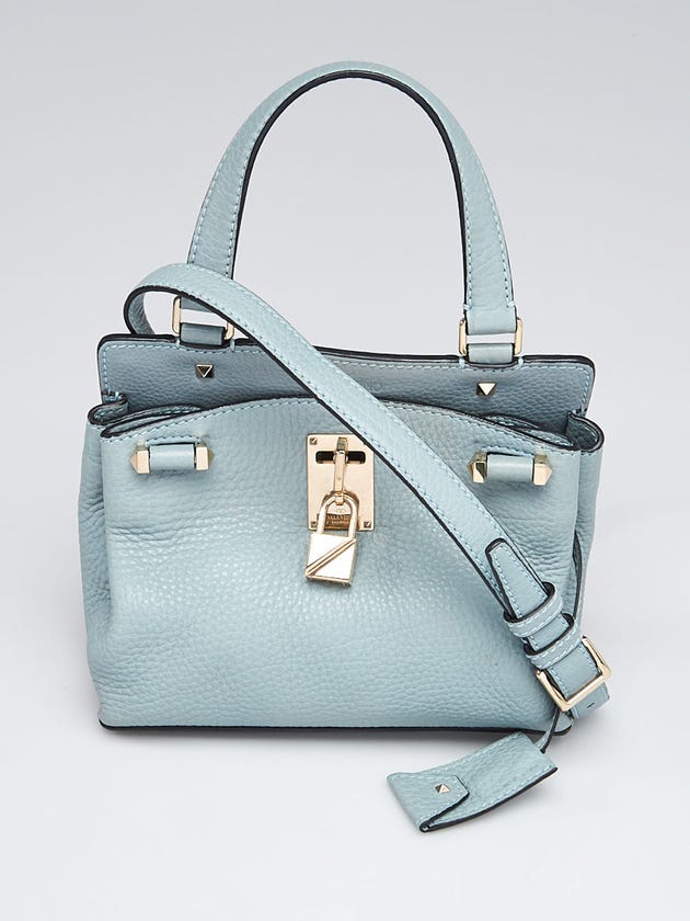 Valentino Light Blue Pebbled Leather Rockstud Joylock Small Bag