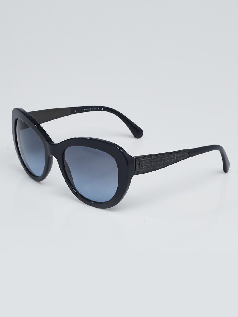 Chanel - CC Tweed Effect Butterfly Polarized Sunglasses Dark Grey