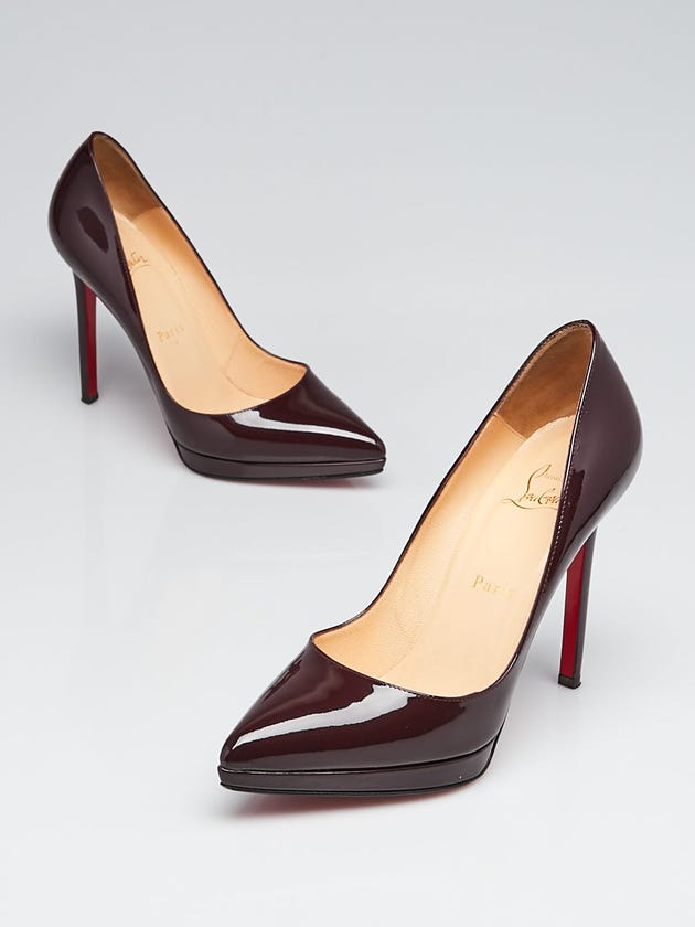 Christian Louboutin Burgundy Patent Leather Pigalle Plato 120 Pumps Size 7/37.5