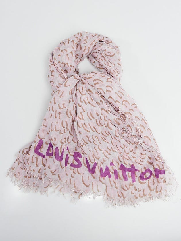 Louis Vuitton Pink/Brown/Purple Cashmere/Silk Stephen Sprouse Leopard Stole Scarf