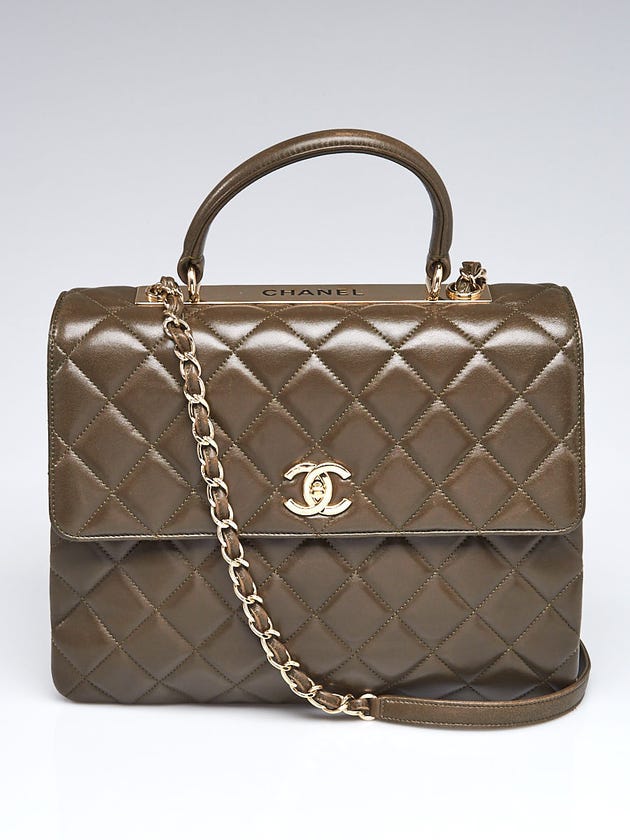 Chanel Green Quilted Lambskin Leather Large Trendy CC Flap Bag