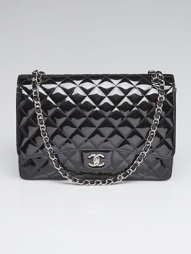 Chanel Black Quilted Patent Leather Classic Maxi Single Flap Bag