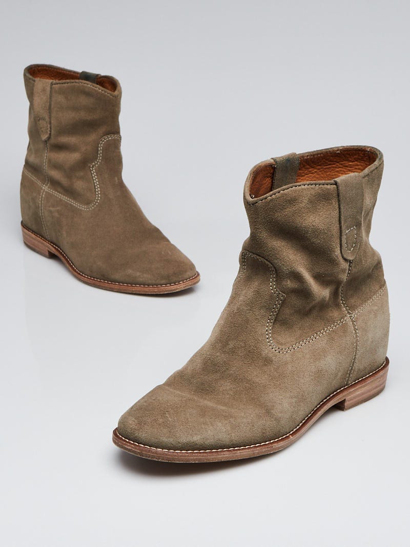 Isabel Marant Taupe Crisi Flat Ankle Boots Size 6.5/37 - Yoogi's Closet