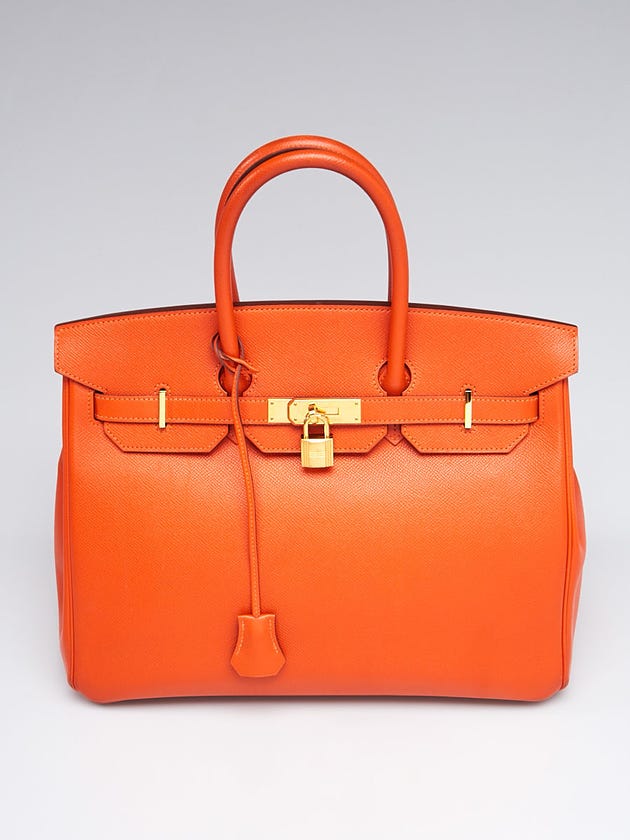 Hermes 35cm Feu Epsom Leather Gold Plated Birkin Bag