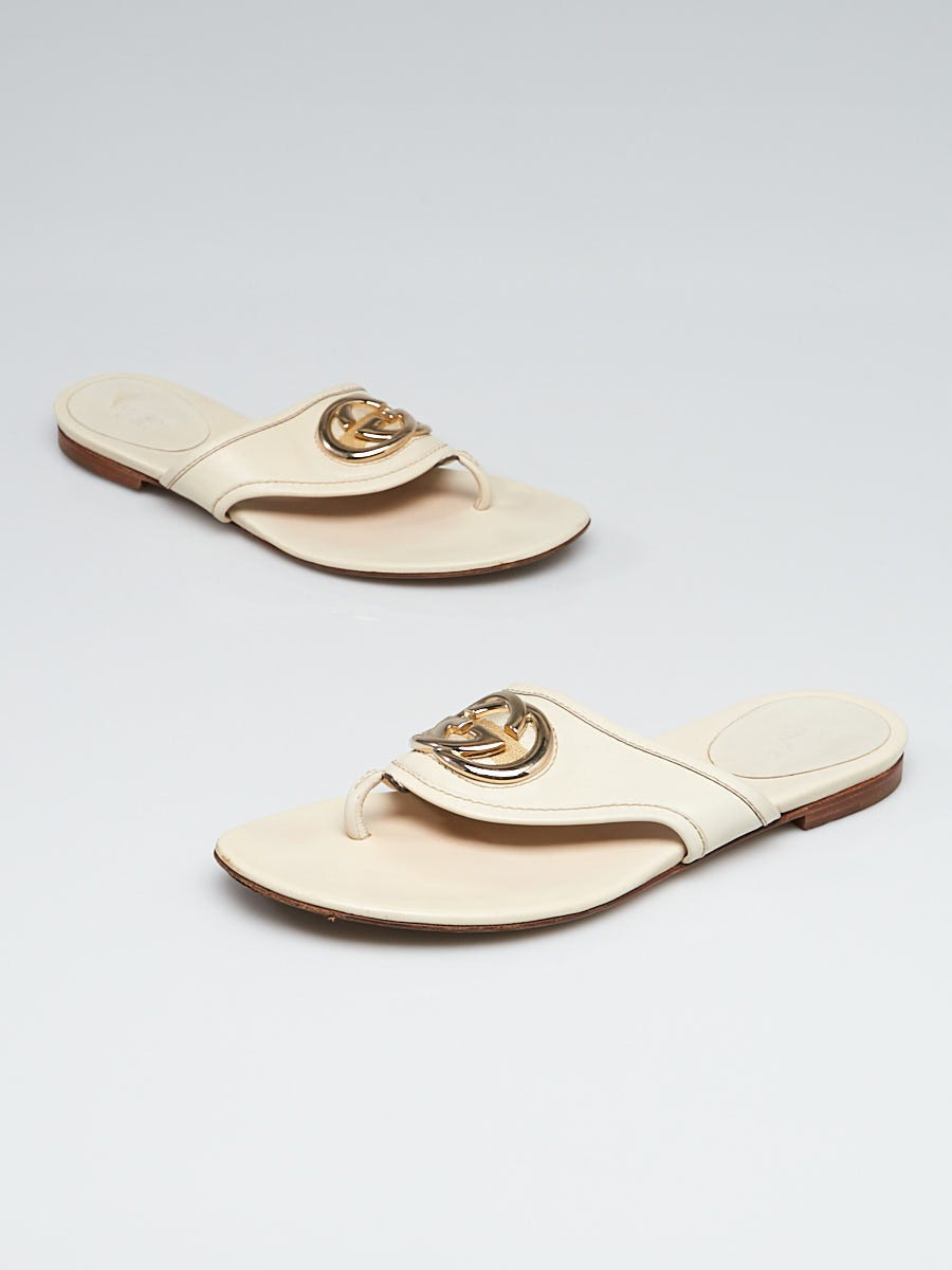 GG THONG SANDALS 55 WHITE CALKSKIN
