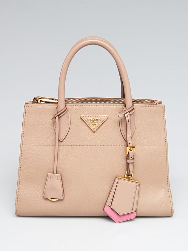 Prada Beige/Pink Saffiano and City Calf Leather Paradigme Bag 