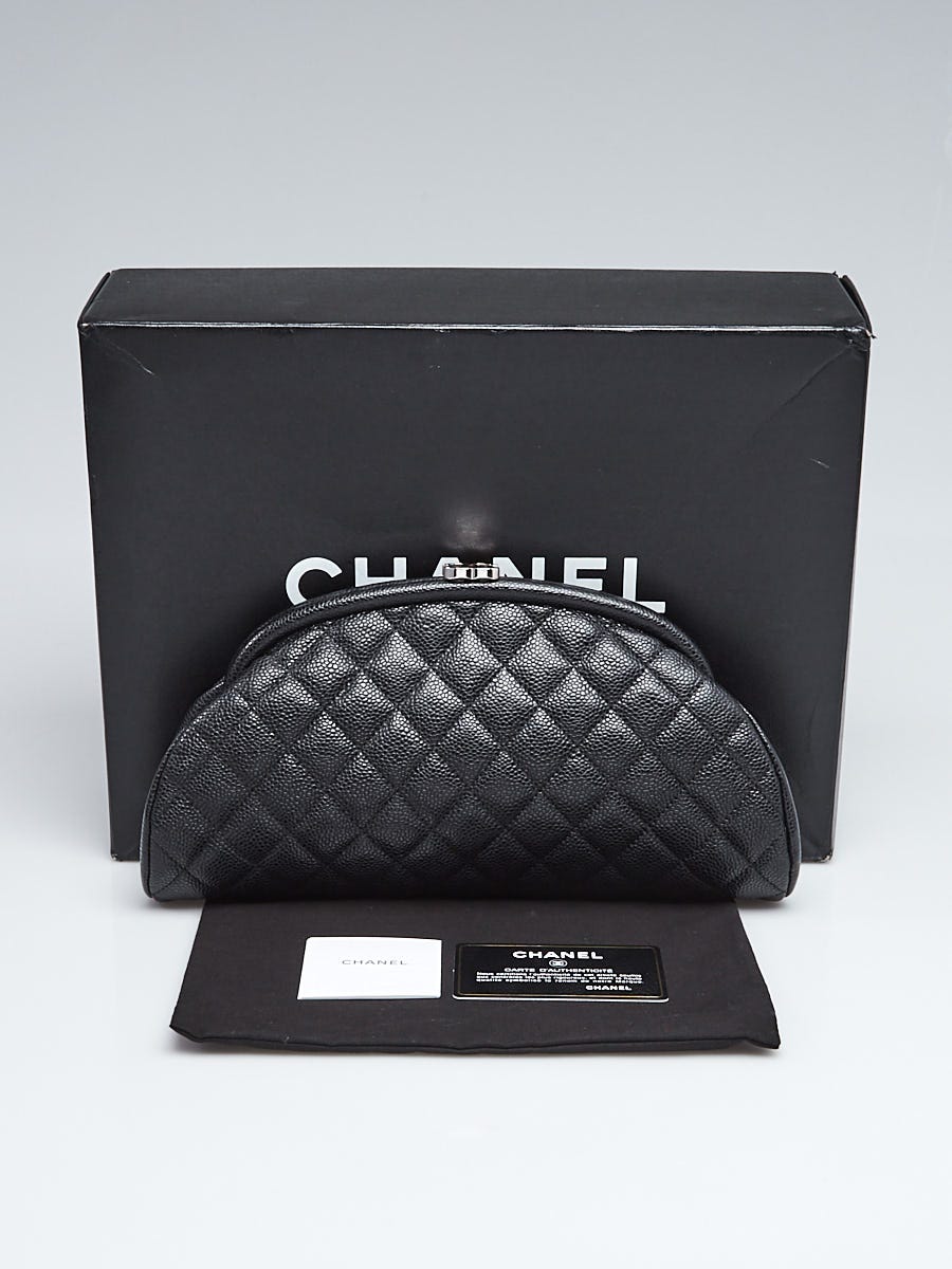 Chanel Black Quilted Caviar Leather Timeless Clutch Bag - Yoogi's