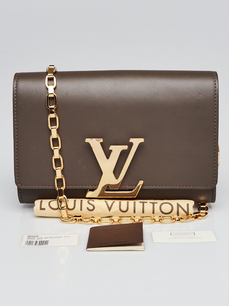 Louis Vuitton Grey Calfskin Leather Chain Louise MM Bag | Yoogi's