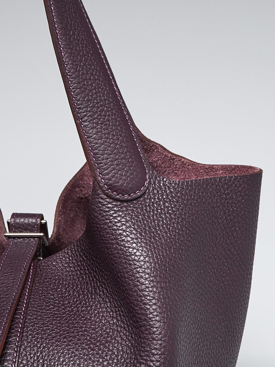 Hermes 26cm Raisin Clemence Leather Picotin Lock GM Bag - Yoogi's Closet