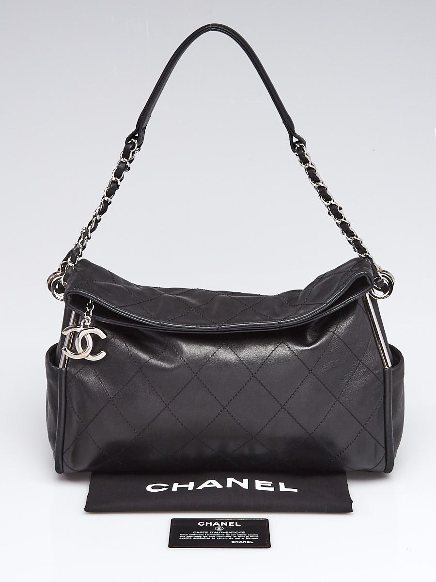 Authentic Chanel Black Quilted Lambskin Leather Ultimate Soft Mini Hobo  Shoulder Bag