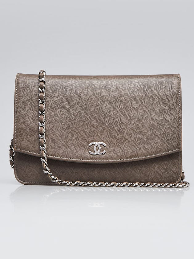 Chanel Grey Caviar Leather Sevruga WOC Clutch Bag