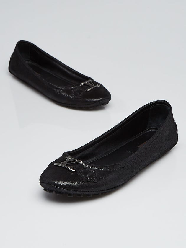 Louis Vuitton Black Metallic Fabric Oxford Ballerina Flats Size 9/39.5
