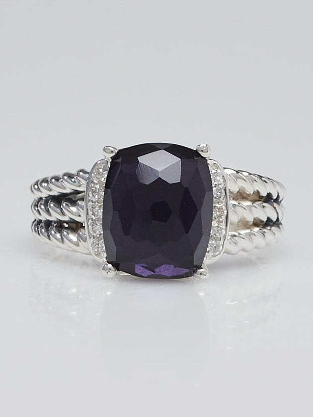David Yurman Black Orchid Amethyst and Diamonds Petite Wheaton Ring Size 5.5