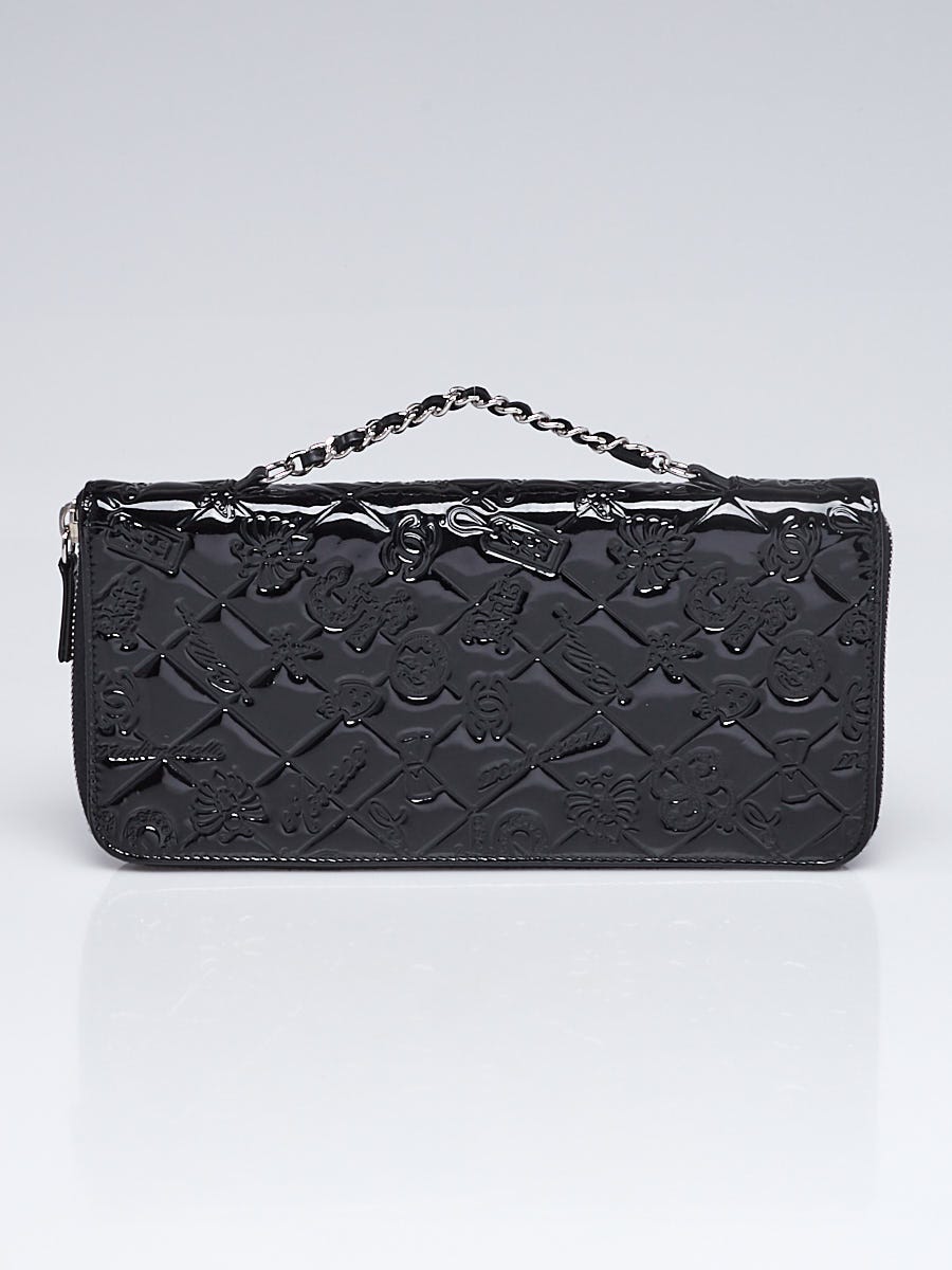 Chanel Black Patent Leather Lucky Symbols Card Holder - Yoogi's Closet