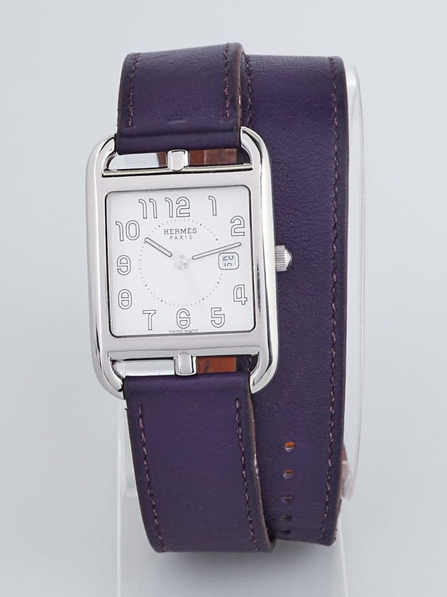 Hermes Cassis Swift Leather and Stainless Steel Cape Cod PM Double Tour Watch CC2.710
