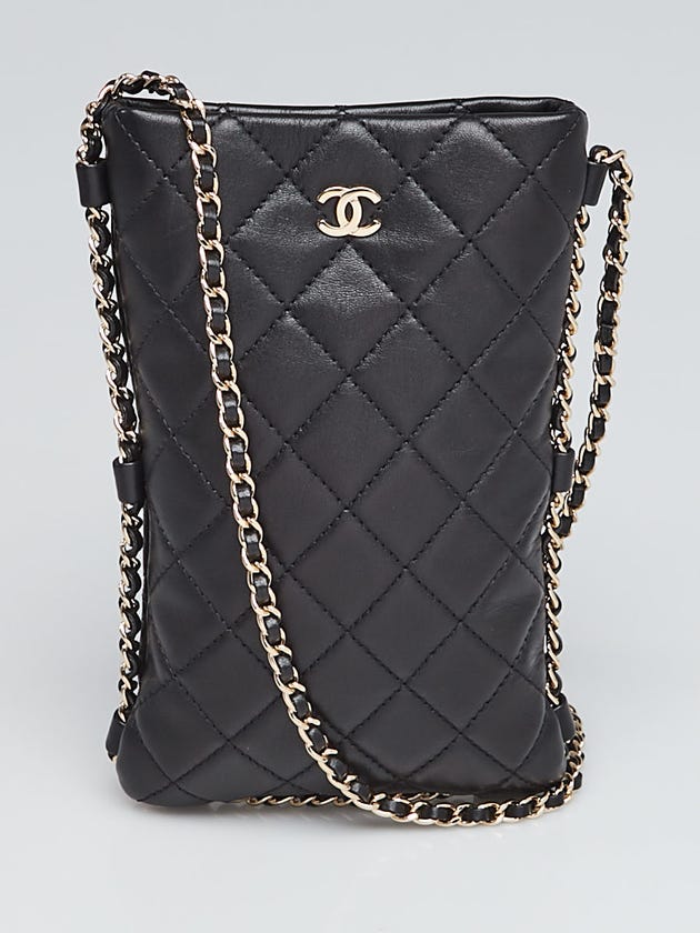Chanel Black Quilted Lambskin Leather Tech Take-Away Clutch Bag