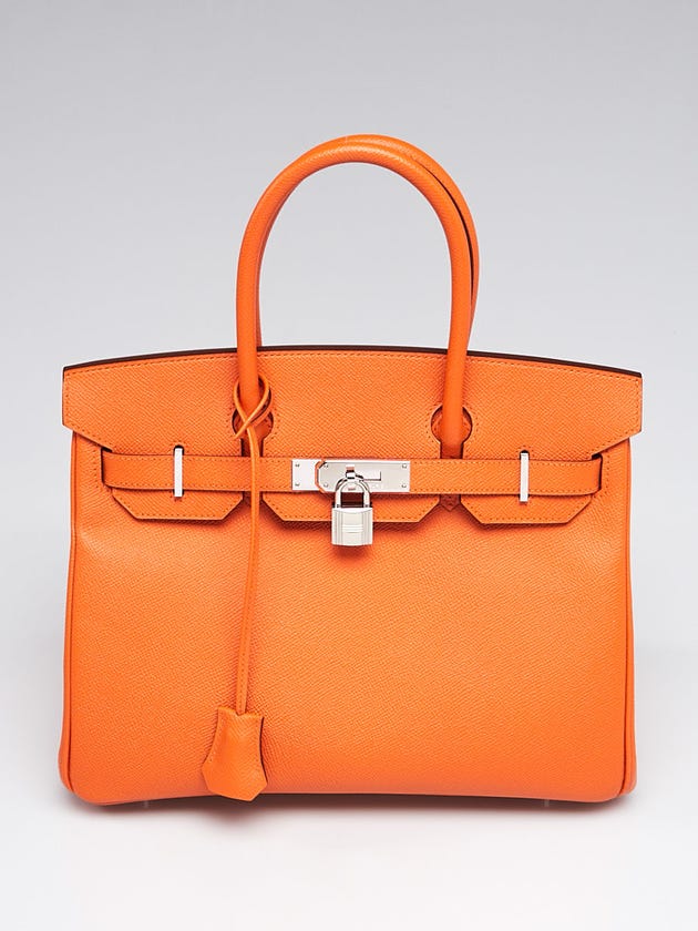 Hermes 30cm Feu Epsom Leather Palladium Plated Birkin Bag