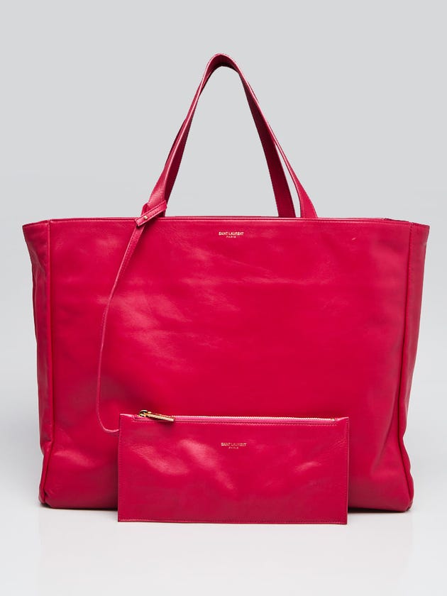 Yves Saint Laurent Pink Leather Large Reversible Shopping Tote Bag