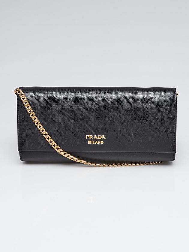 Prada Black Saffiano and City Calf Leather Bibliotheque Bag 1BF049