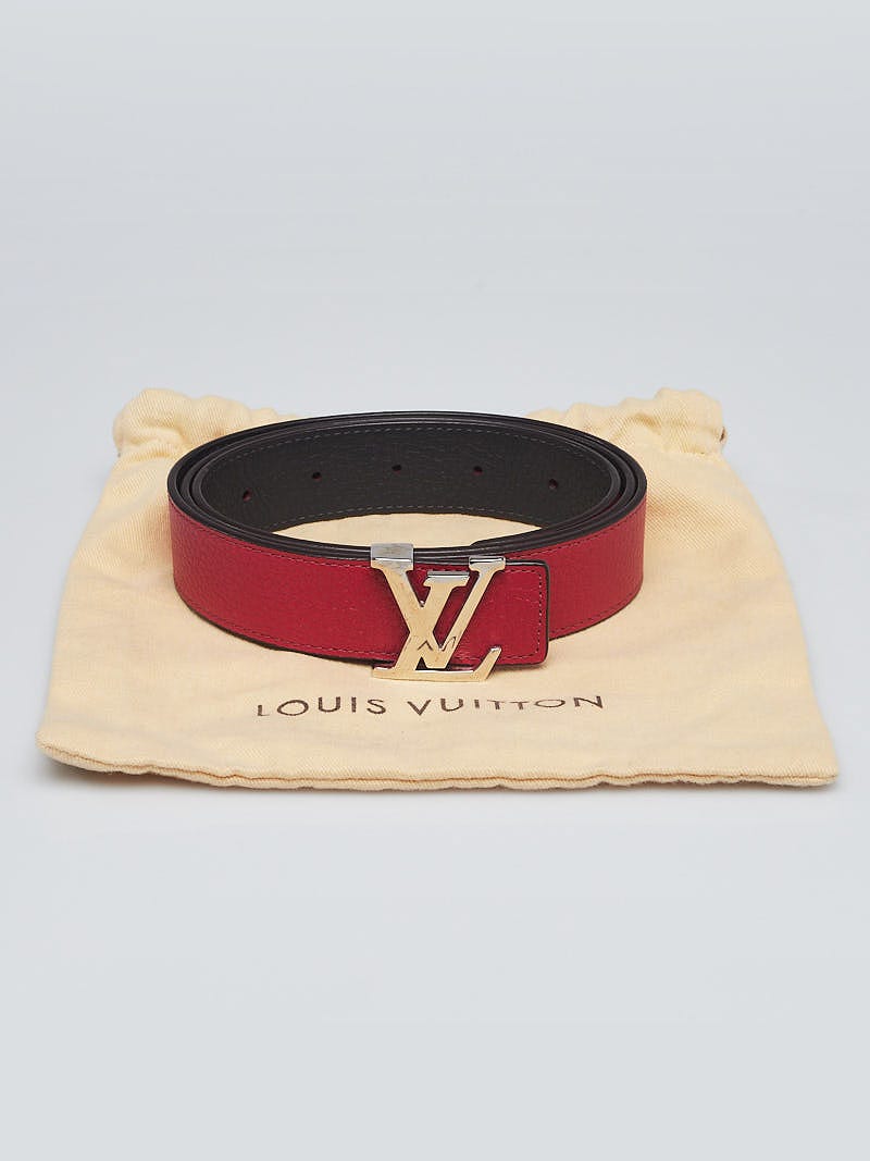 Louis Vuitton Red/Galet Leather Initiales Reversible Belt 90 CM at