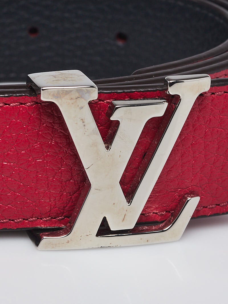 Louis Vuitton Red/Black Leather Initiales Reversible Belt Size 90