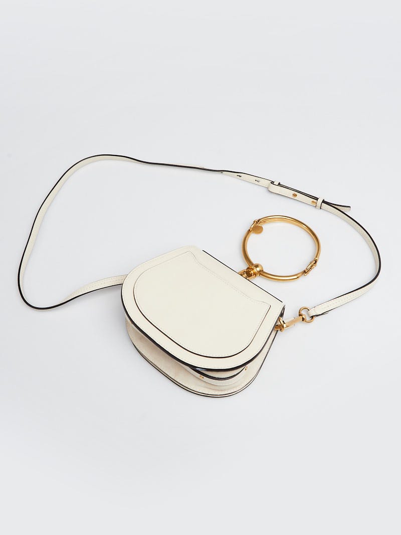 CHLOE Calfskin Suede Small Nile Bracelet Bag Off White 1305955