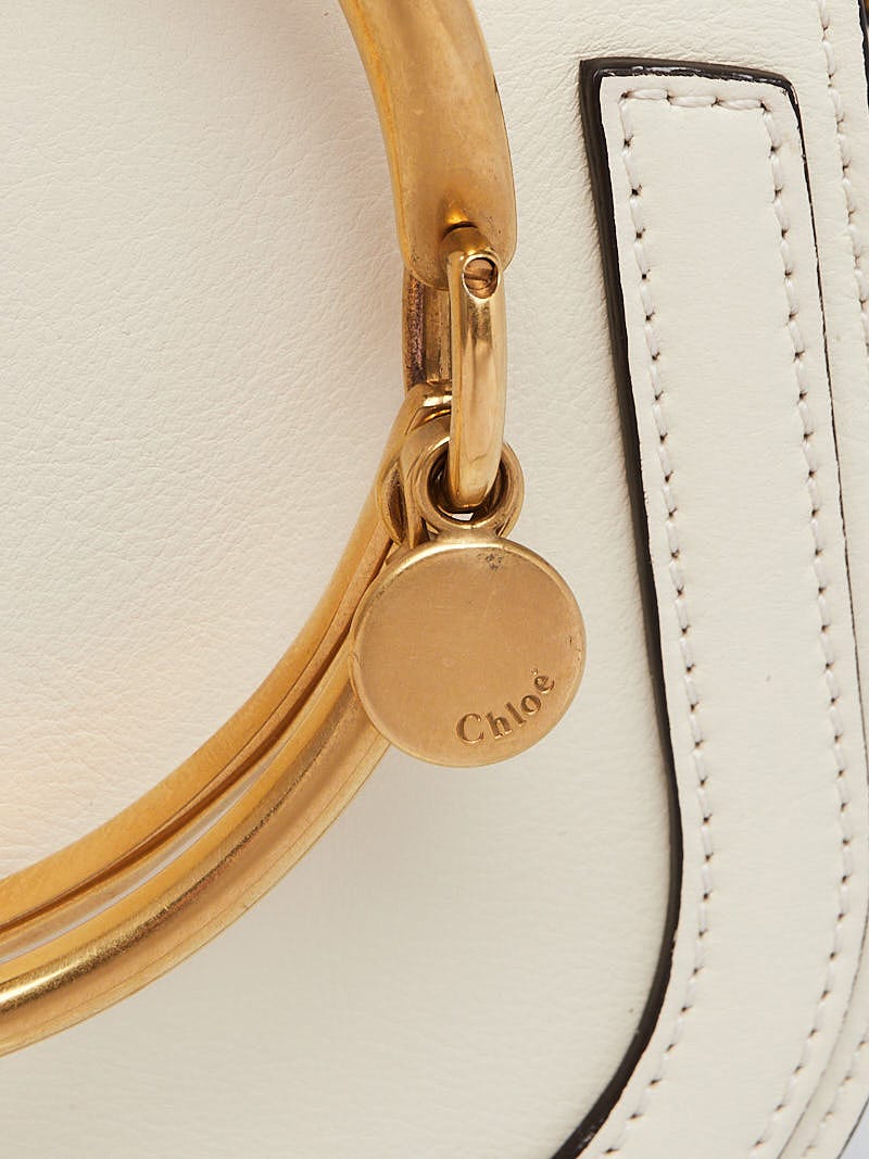 Chloe White Leather Small Nile Bracelet Minaudiere Crossbody Bag - Yoogi's  Closet