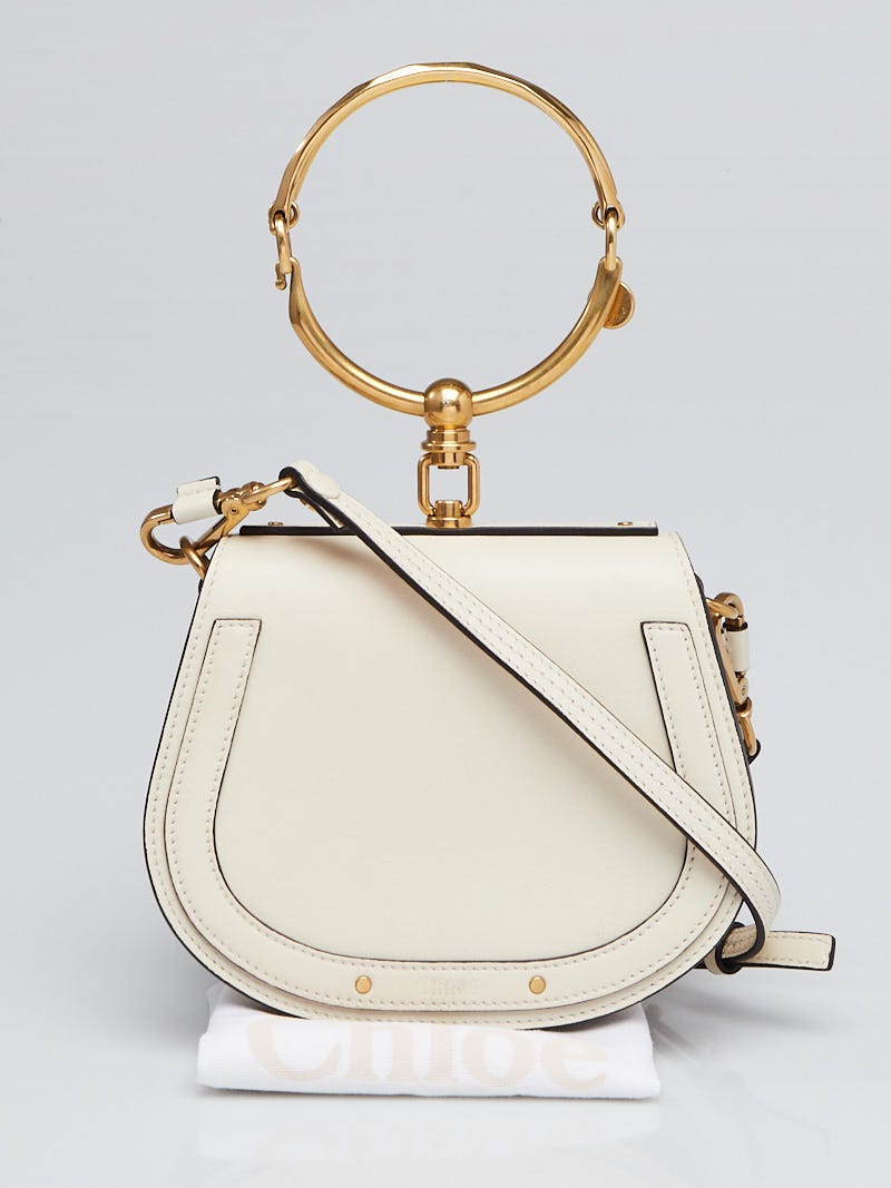 Chloé 'nile' Small Bracelet Handle Croc Embossed Leather Crossbody Bag in  White
