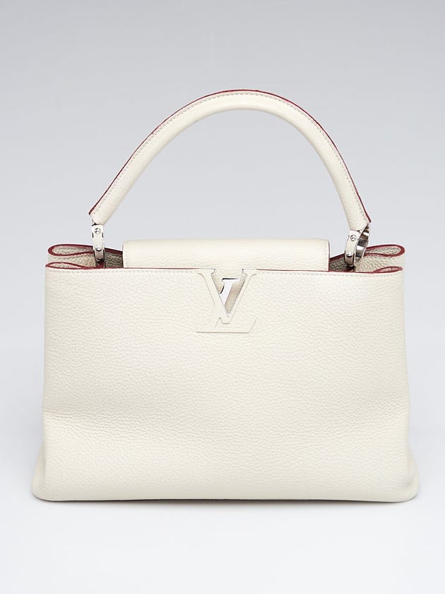 Louis Vuitton White Taurillon Leather Capucines MM Bag