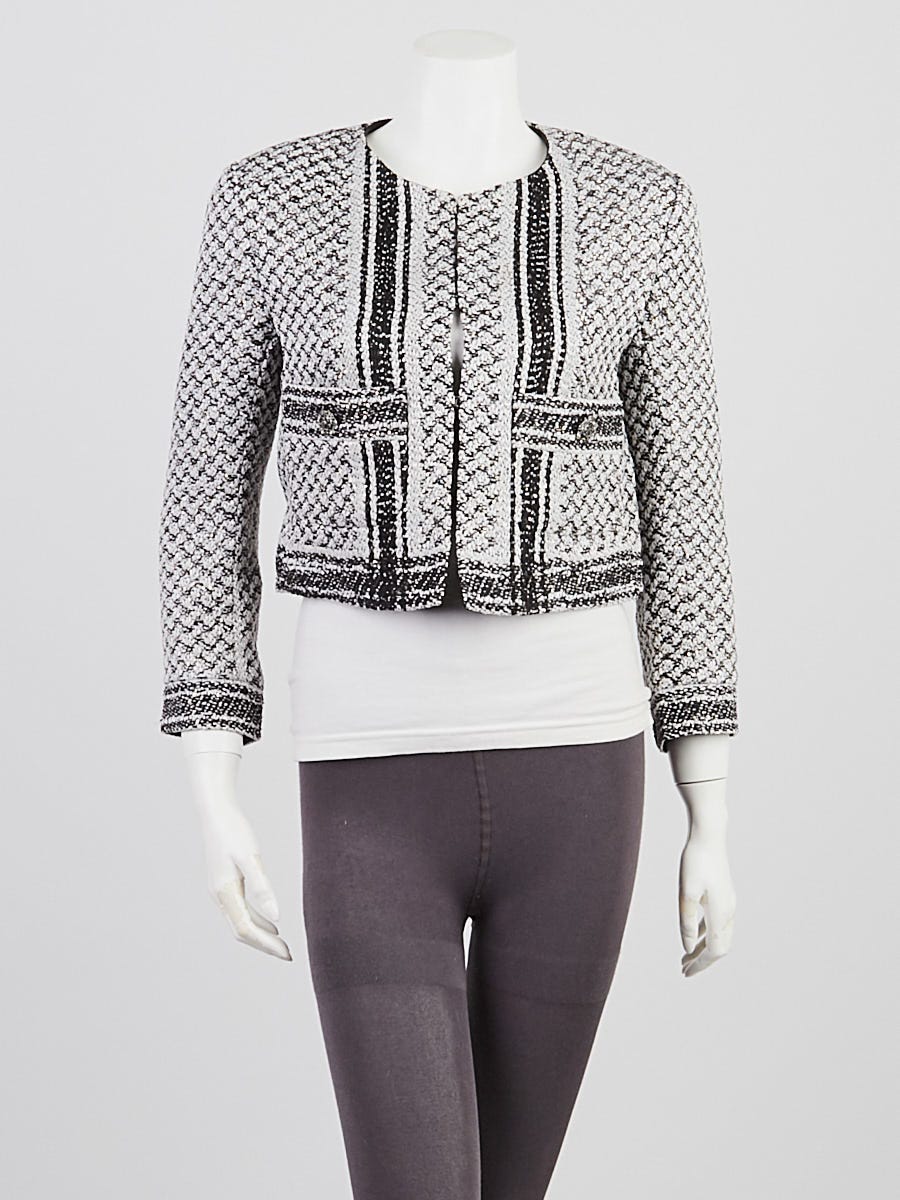 Chanel Black/White Polyester/Nylon Tweed Paris-Dubai Cropped Jacket Size 2/ 36 - Yoogi's Closet