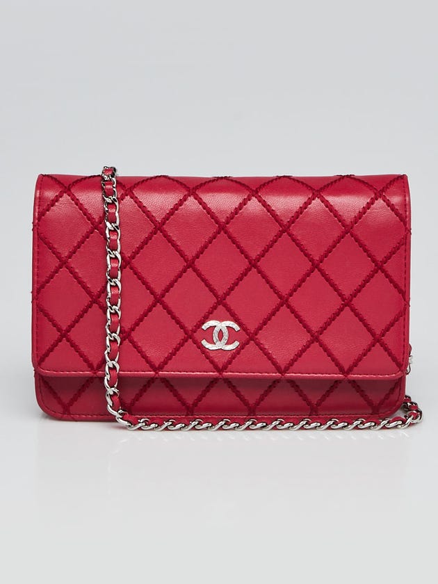 Chanel Red Stitch Leather CC WOC Clutch Bag