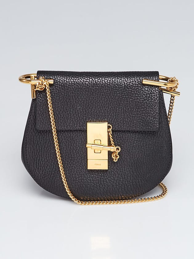 Chloe Black Pebbled Leather Mini Drew Bag