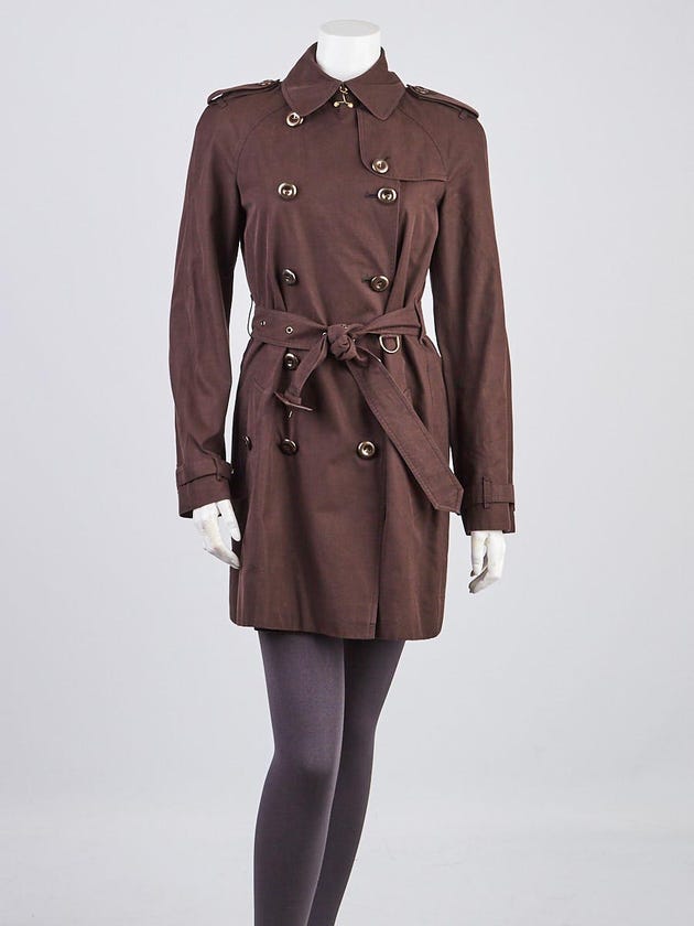 Burberry Brown Cotton Double Breasted Trench Coat Size 6/40