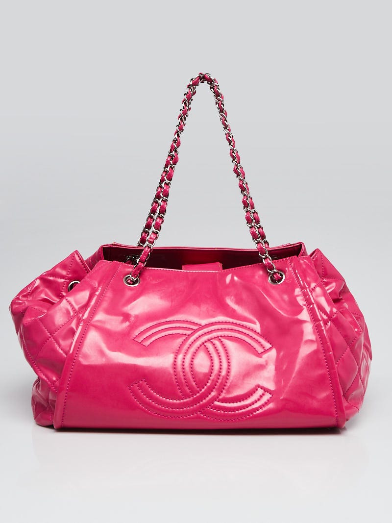 Chanel Pink Patent Vinyl Lipstick Ligne Large Accordion Tote Bag - Yoogi's  Closet