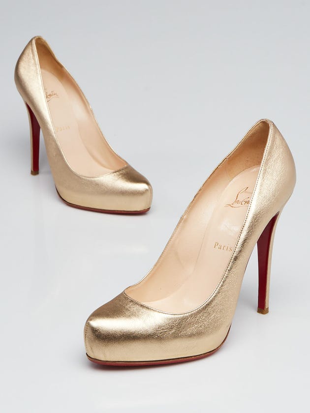 Christian Louboutin Gold Leather Platform Pumps Size 9/39.5