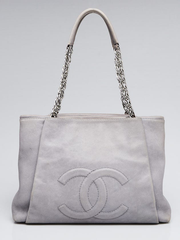 Chanel Grey Caviar Leather CC Chain Tote Bag