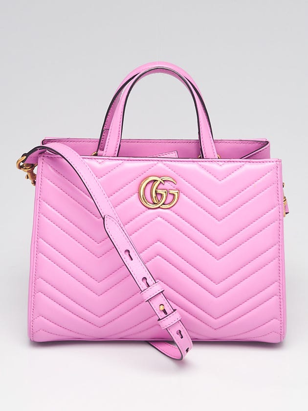 Gucci Purple Quilted Leather Marmont 2.0 Metelasse Top Handle Small Satchel Bag