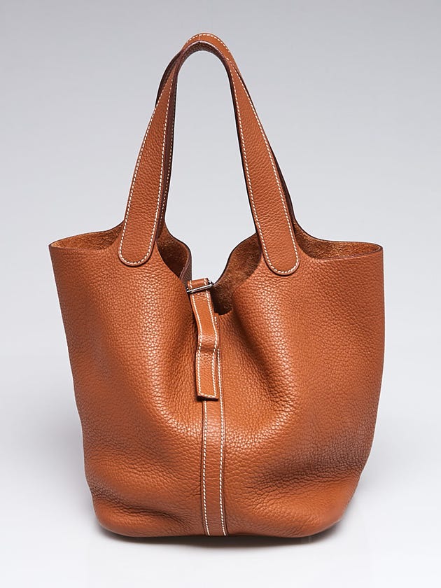 Hermes Gold Clemence Leather Picotin PM Bag