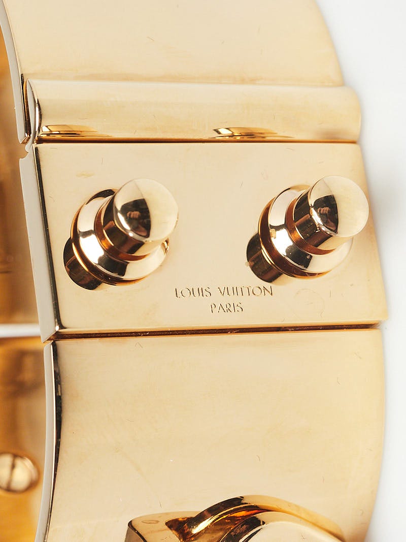 Louis Vuitton Goldtone Metal Lock Me Manchette Wide Cuff Bracelet 