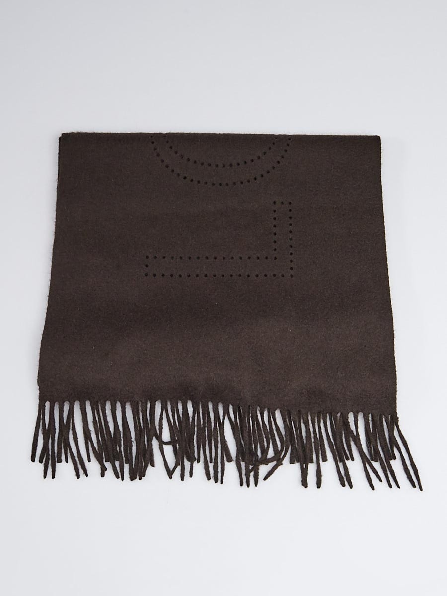 Louis Vuitton Brown Cashmere Perforated Logo Scarf Louis Vuitton