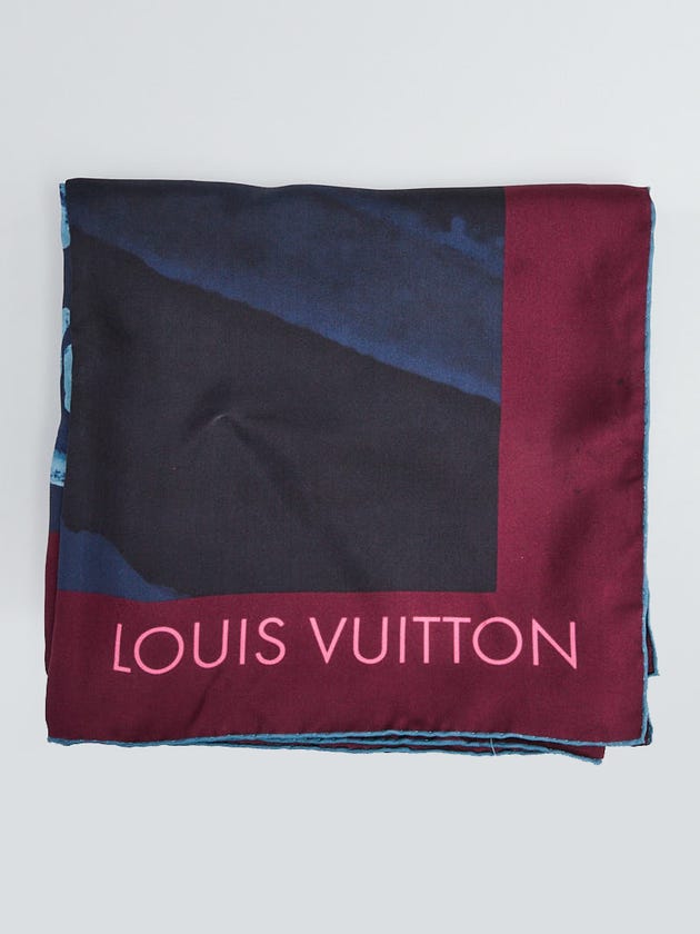 Louis Vuitton Purple/Blue Tree Silk Square Scarf