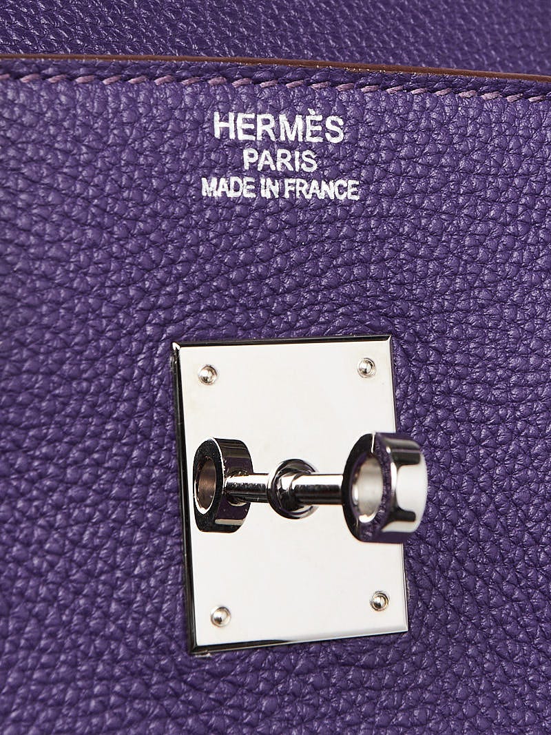 Hermes 35cm Iris Togo Leather Palladium Plated Birkin Bag