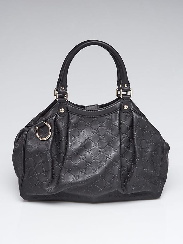 Gucci Black Guccissima Leather Medium Sukey Tote Bag