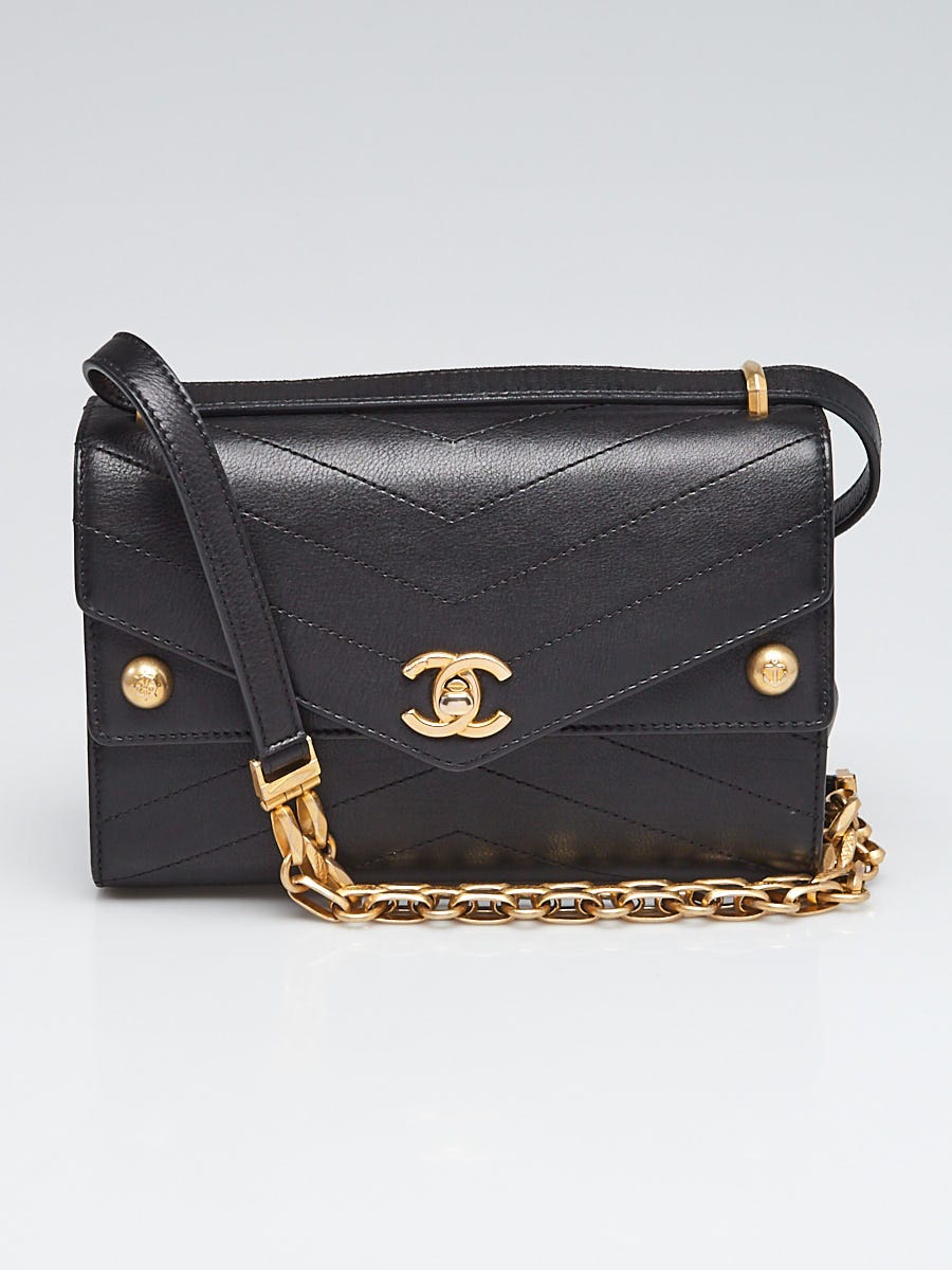 Chanel Black Chevron Quilted Leather Small Crossbody Bag - Yoogi's