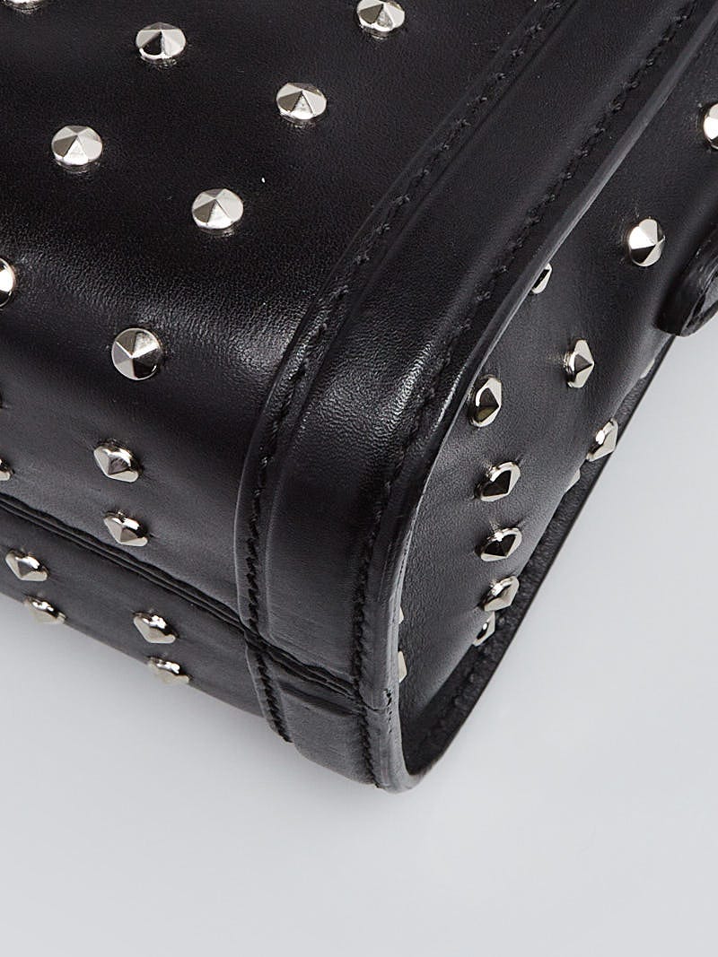 Alexander McQueen Black Studded Leather Padlock Crossbody Bag - Yoogi's  Closet