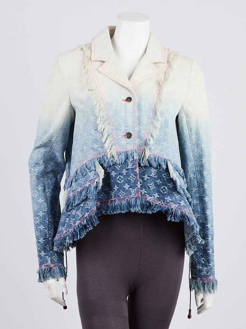Louis Vuitton Blue/Pink Monogram Denim Cropped Jacket Size 4/38 - Yoogi's  Closet