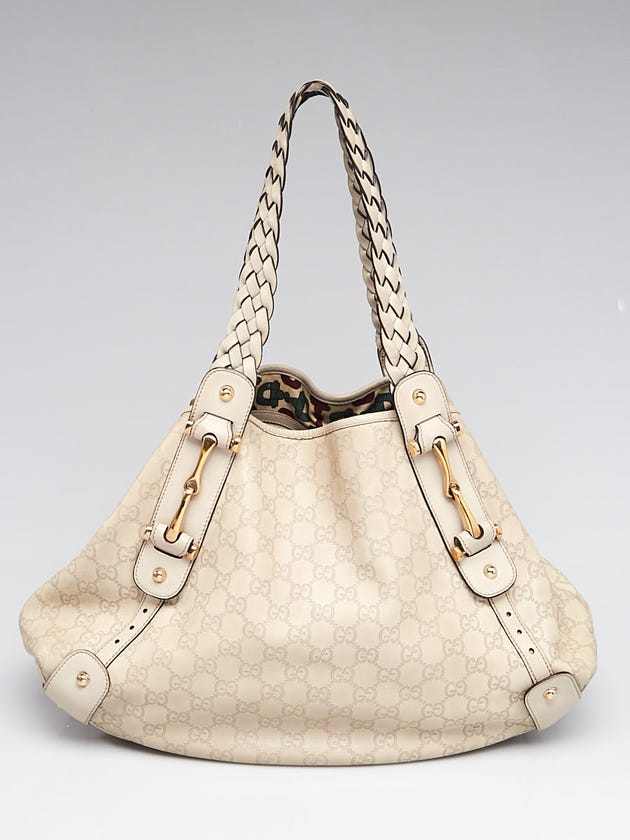 Gucci Dark White Guccissima Leather Medium Pelham Shoulder Bag